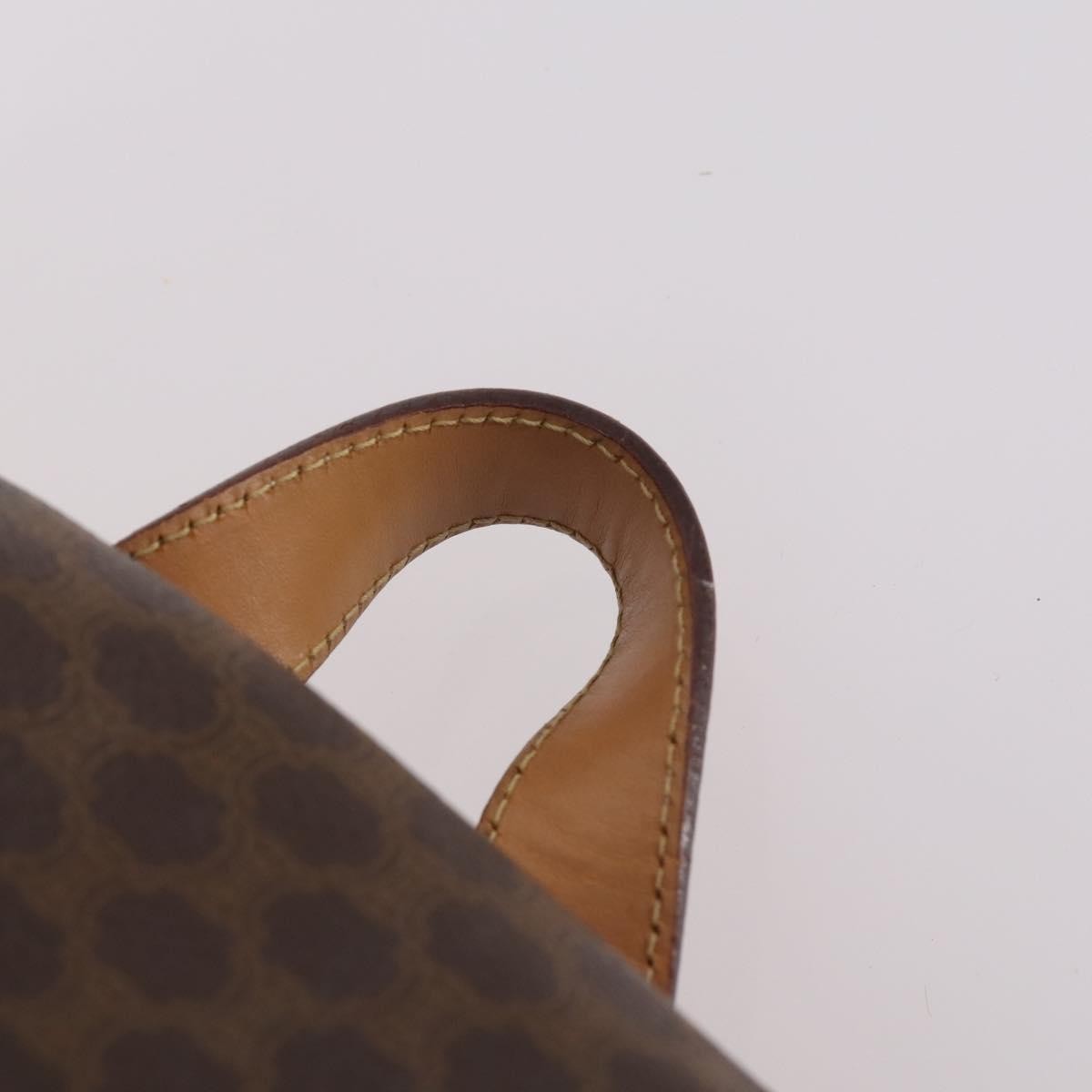 Celine Vintage Drawstring Flap Backpack Macadam Coated Canvas, BROWN, CANVAS, Backpack