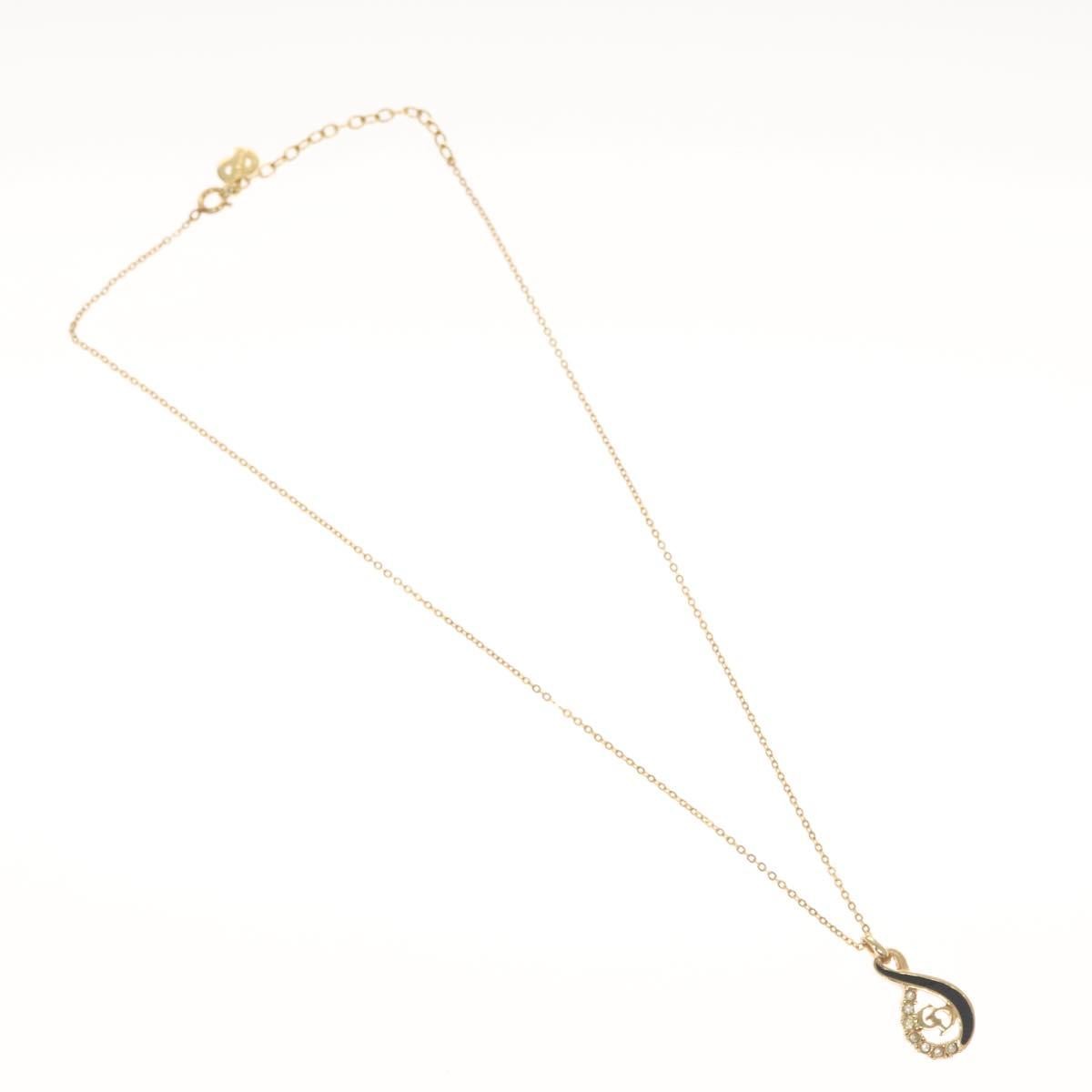 Christian Dior Vintage CD Pendant Necklace Metal with Crystals, GOLD, METAL, Necklace