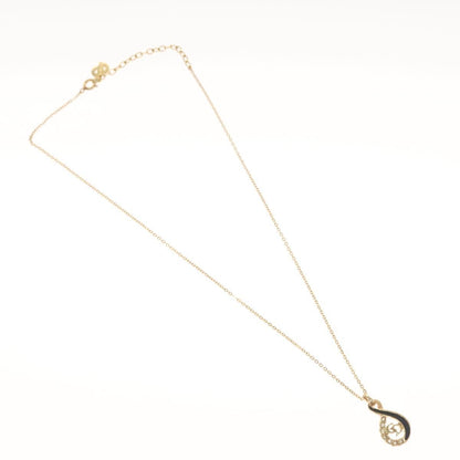 Christian Dior Vintage CD Pendant Necklace Metal with Crystals, GOLD, METAL, Necklace