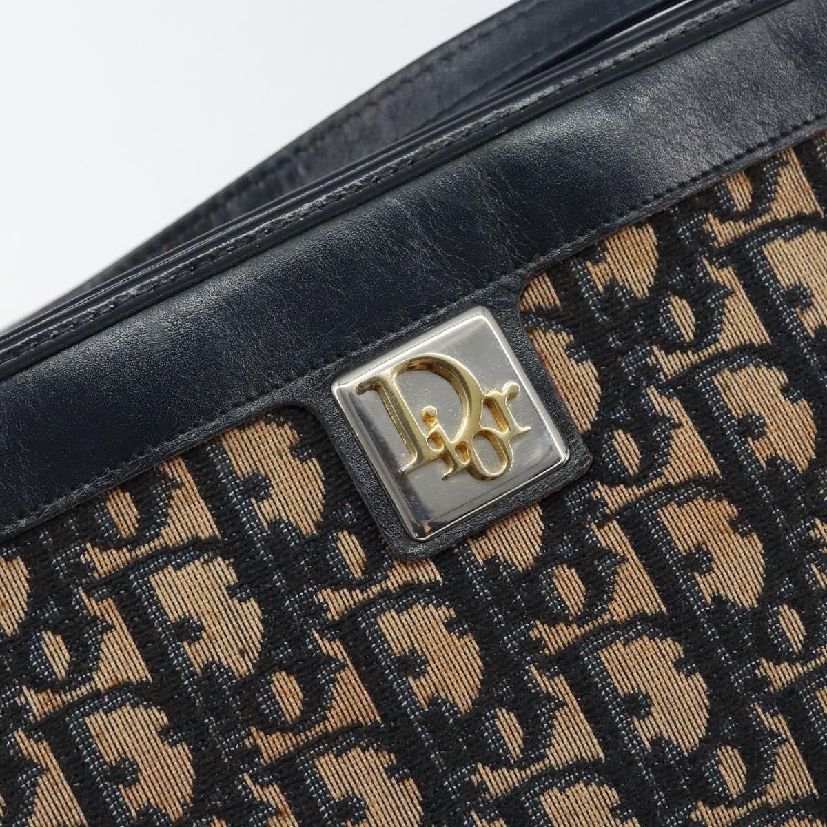 Christian Dior Vintage Trotter Shoulder Bag Canvas, NAVY, CANVAS, Shoulder bag