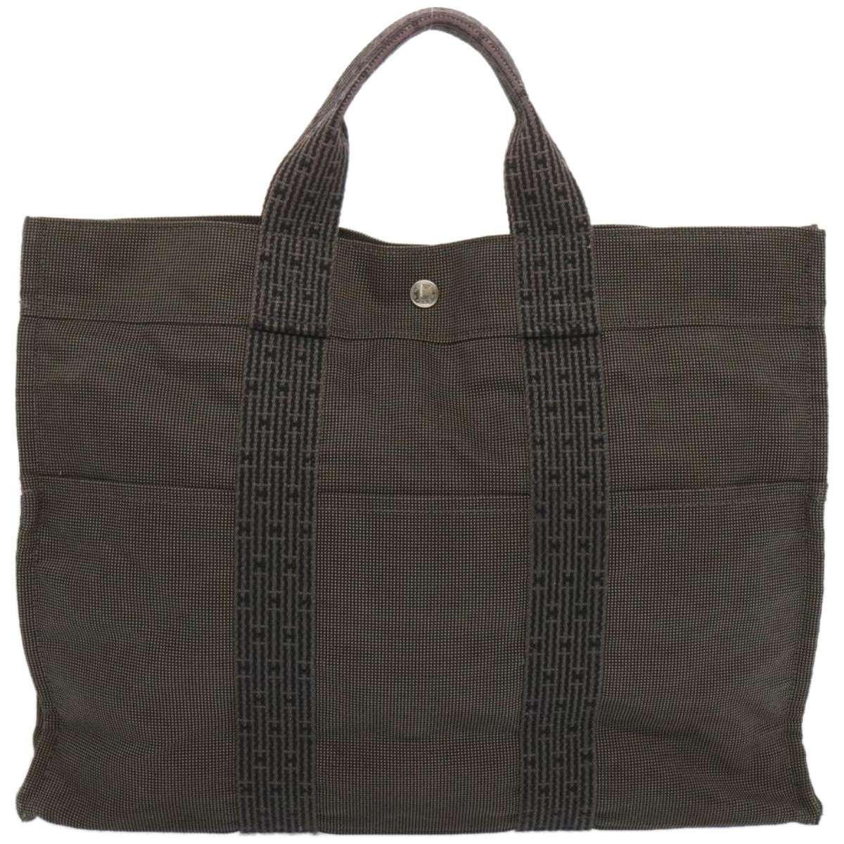 Hermes Fourre-tout Herline Canvas, GRAY, CANVAS, Tote bag