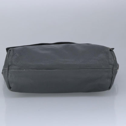 Celine Flap Shoulder Bag Leather, GRAY, LEATHER, Shoulder bag