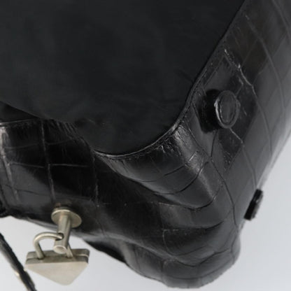 Prada Vintage Shoulder Bag Nylon and Leather, BLACK, NYLON, Shoulder bag