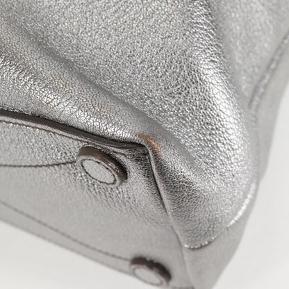 Miu Miu Drawstring Satchel Leather, SILVER, LEATHER, Handbag