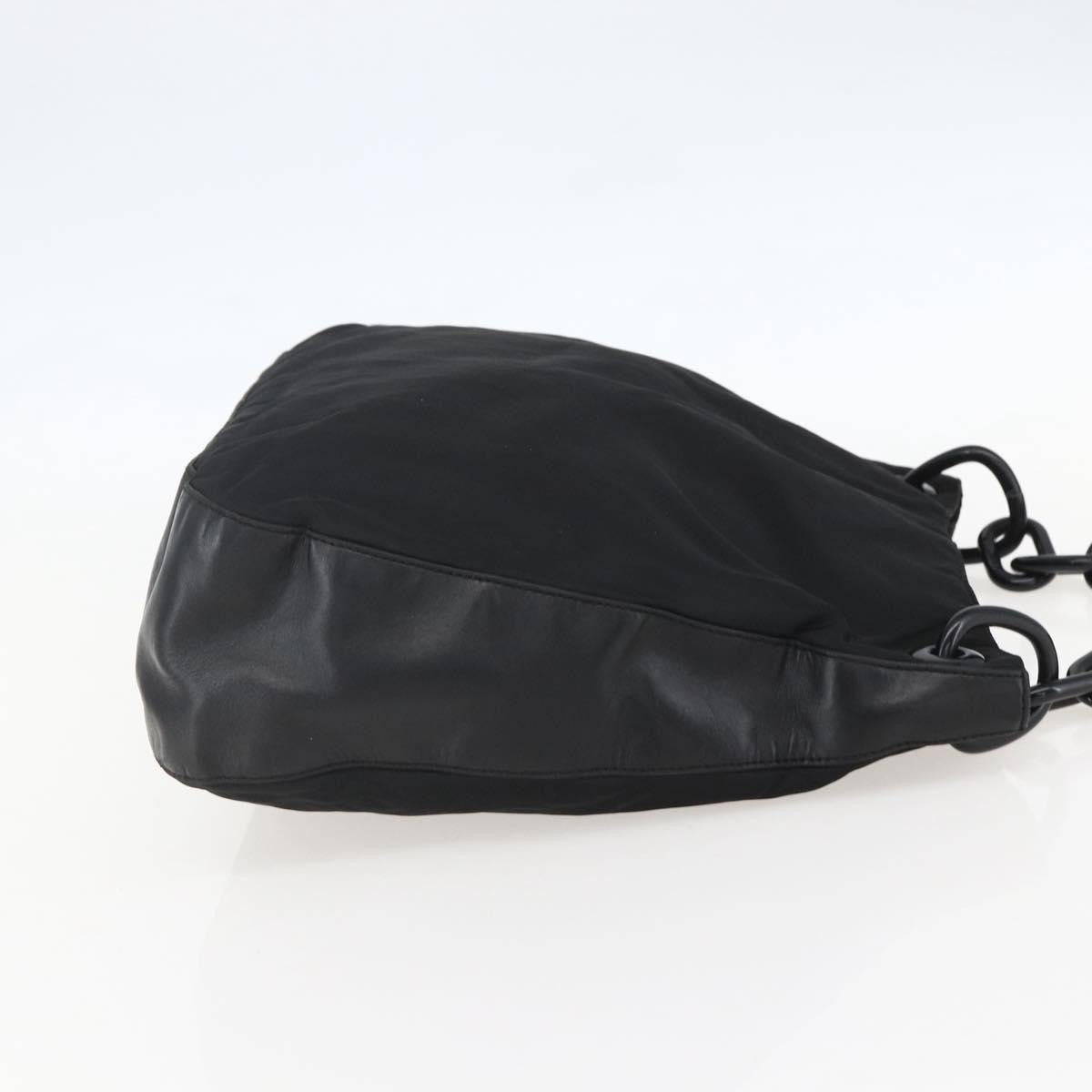 Prada Chain Shoulder Bag Tessuto, BLACK, NYLON, Shoulder bag