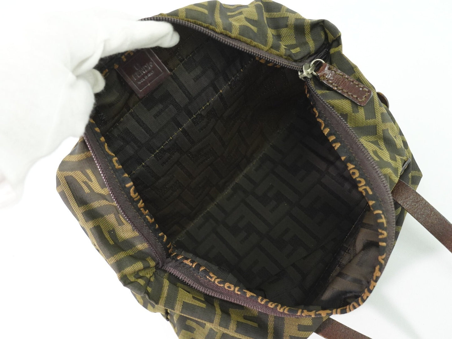 Fendi Vintage Zucca Handbag Zucca, BROWN, CANVAS, Handbag