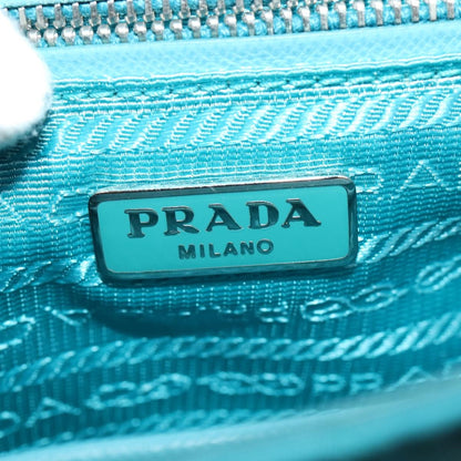 Prada Pushlock Chain Flap Bag Quilted Tessuto, Turquoise, Nylon, Shoulder Bag