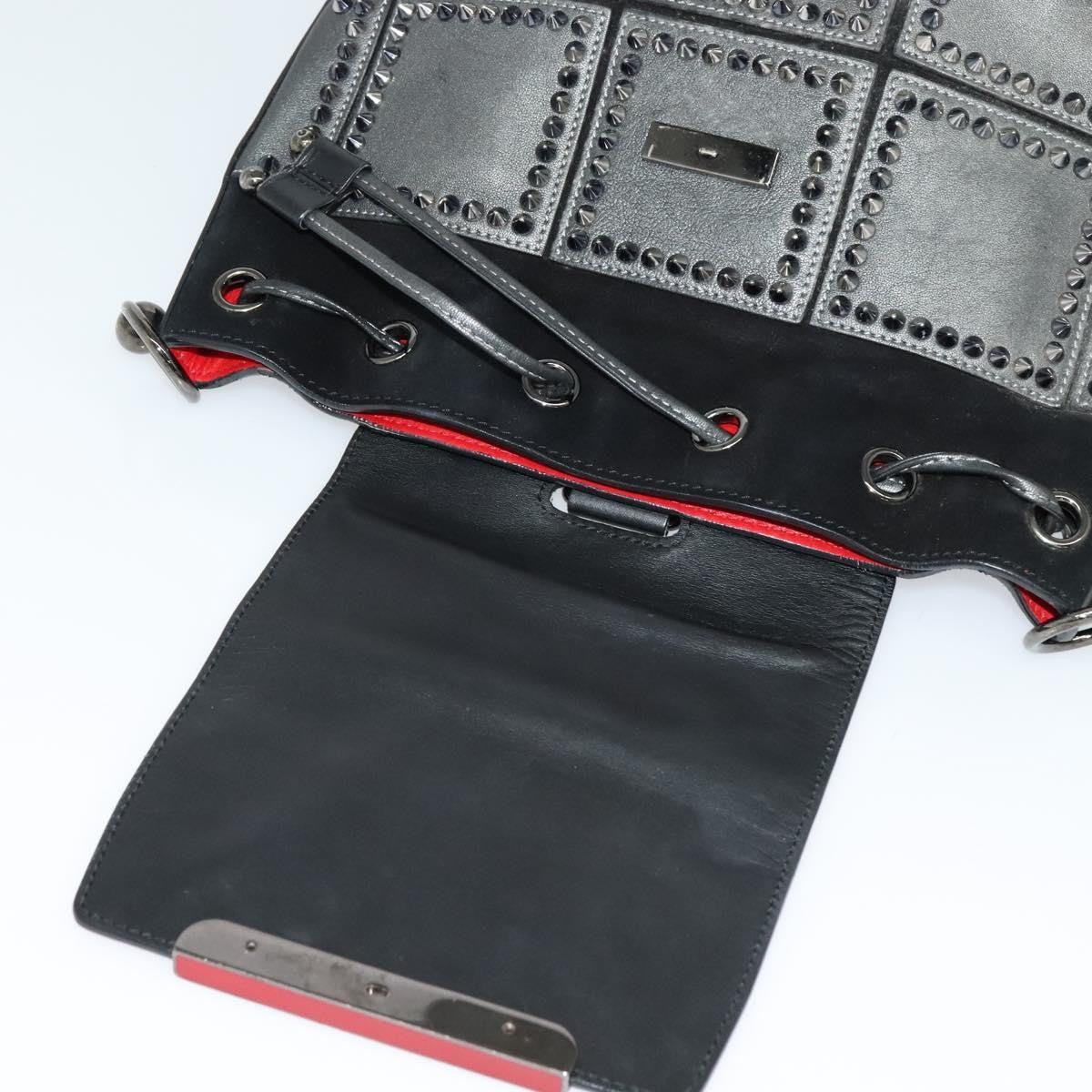 Christian Louboutin Lucky L Convertible Backpack Spiked Leather and Suede, BLACK, LEATHER, Backpack