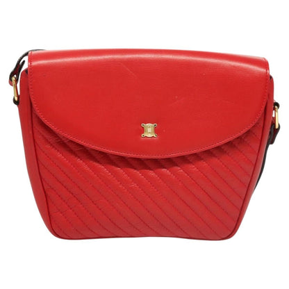 Celine Vintage Triomphe Shoulder Bag Leather, RED, LEATHER, Shoulder bag
