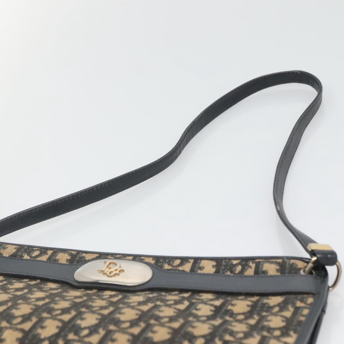 Christian Dior Vintage Trotter Shoulder Bag Canvas, NAVY, CANVAS, Shoulder bag