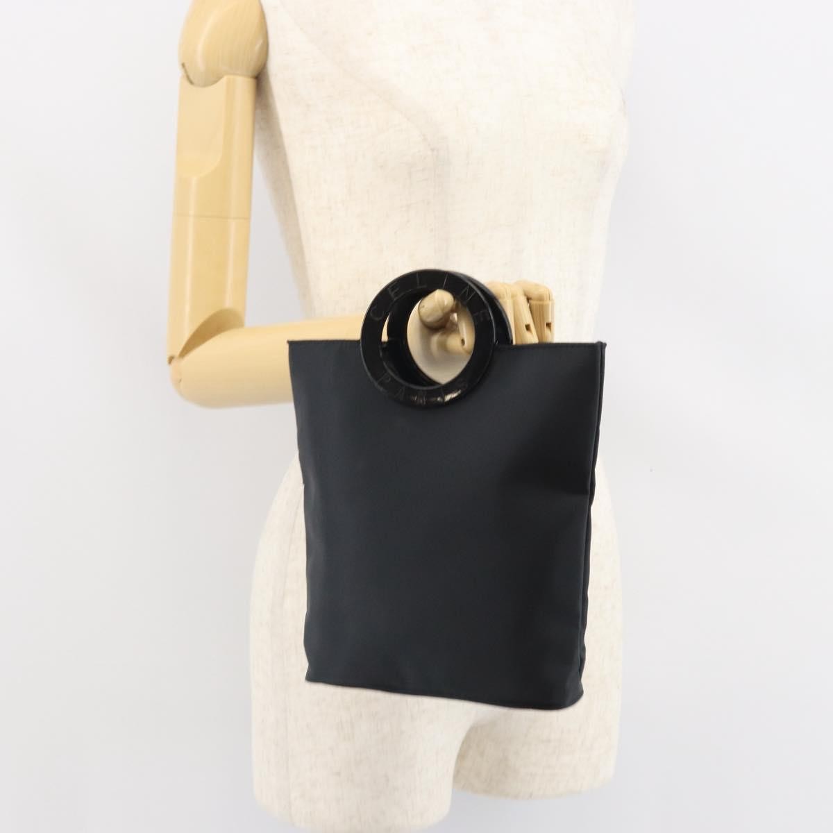 Celine Circle Logo Handbag Nylon, BLACK, NYLON, Handbag