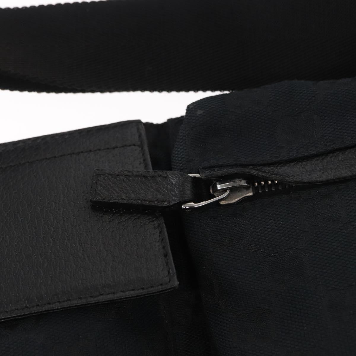 Gucci Vintage Double Belt Bag GG Canvas with Leather, BLACK, CANVAS, Clutche & pouche