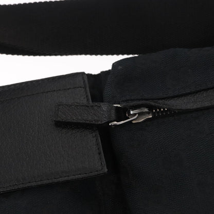 Gucci Vintage Double Belt Bag GG Canvas with Leather, BLACK, CANVAS, Clutche & pouche