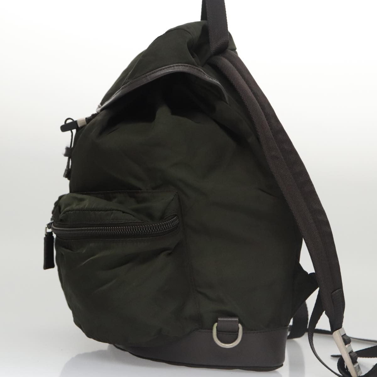Prada Double Front Pocket Backpack Tessuto, Khaki, Nylon, Backpack