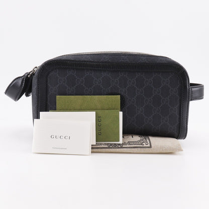 Gucci Interlocking G Patch Zip Around Crossbody Bag GG Supreme Canvas, BLACK, CANVAS, Crossbody bag