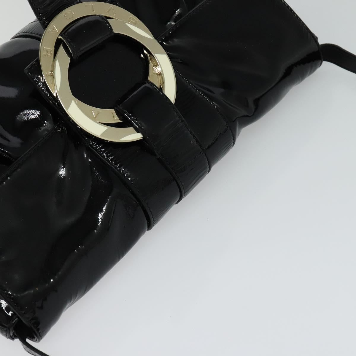 Bvlgari Chandra Flap Shoulder Bag Enamel, BLACK, PATENT_LEATHER, Shoulder bag