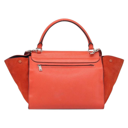 Celine Trapeze Bag Leather with Suede, Orange, Leather, Handbag