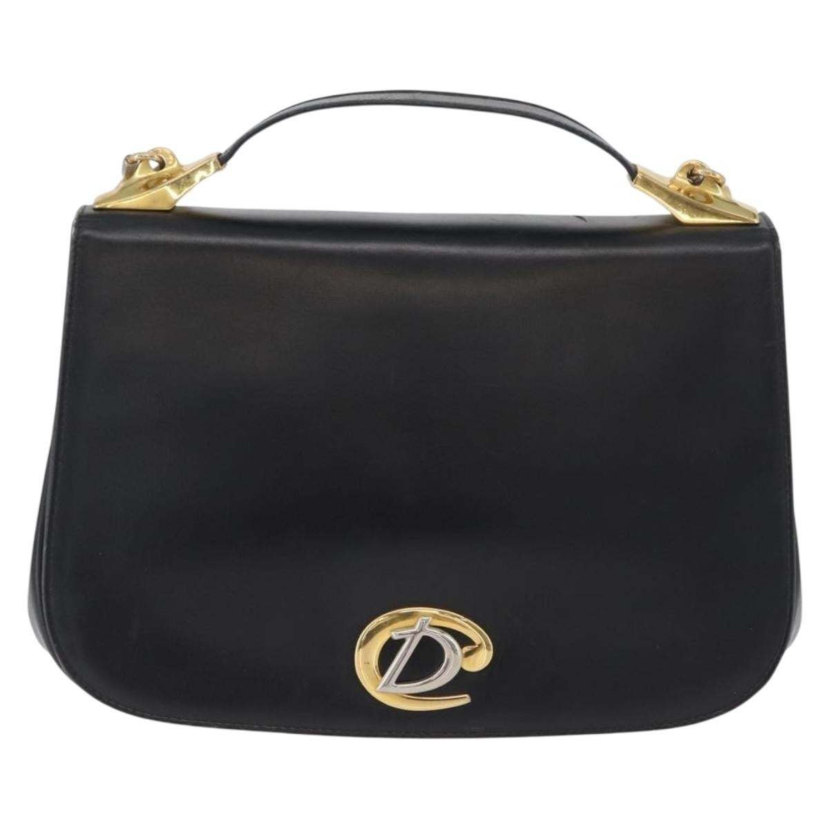 Christian Dior Vintage CD Logo Shoulder Bag Leather, BLACK, LEATHER, Shoulder bag