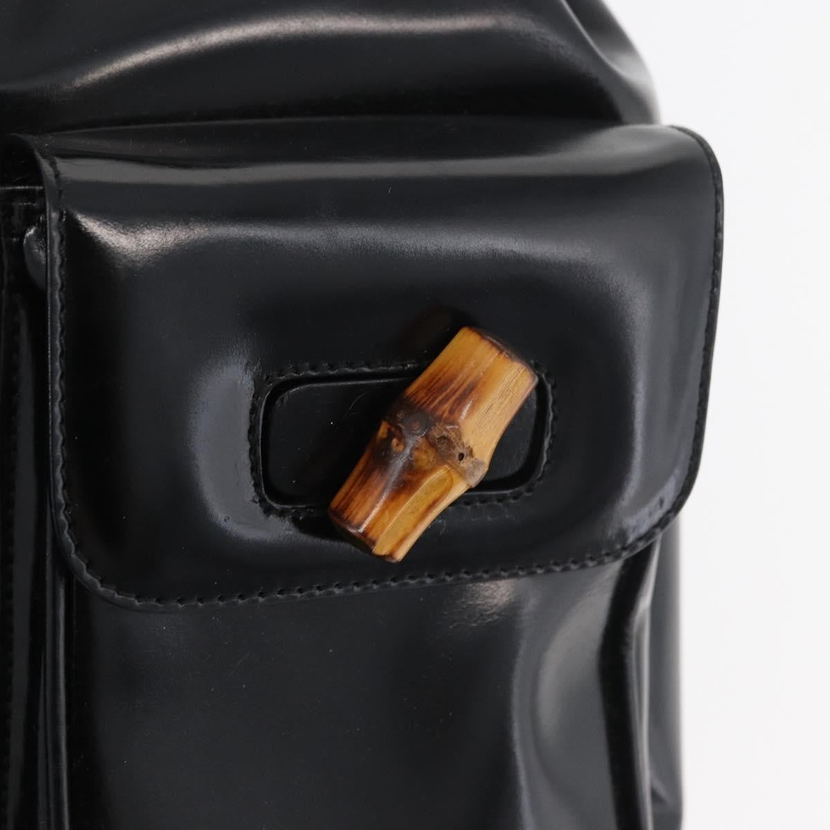 Gucci Vintage Bamboo Backpack Patent leather, Black, Patent Leather, Backpack
