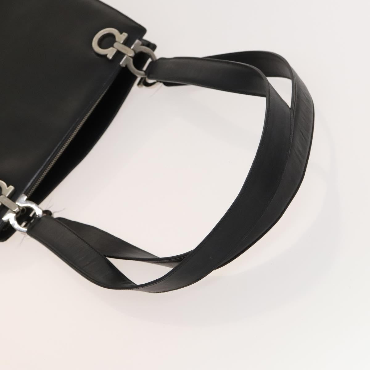 Salvatore Ferragamo Gancini Shoulder Bag Leather, BLACK, LEATHER, Shoulder bag