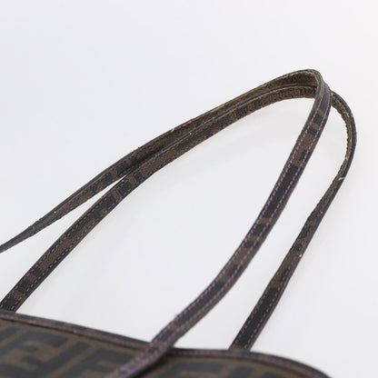 Fendi Compartment Shopping Tote Zucca Coated Canvas, BLACK, PVC, Tote bag
