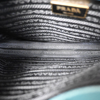 Prada Double Zip Lux Tote Saffiano Leather, GREEN, LEATHER, Tote bag