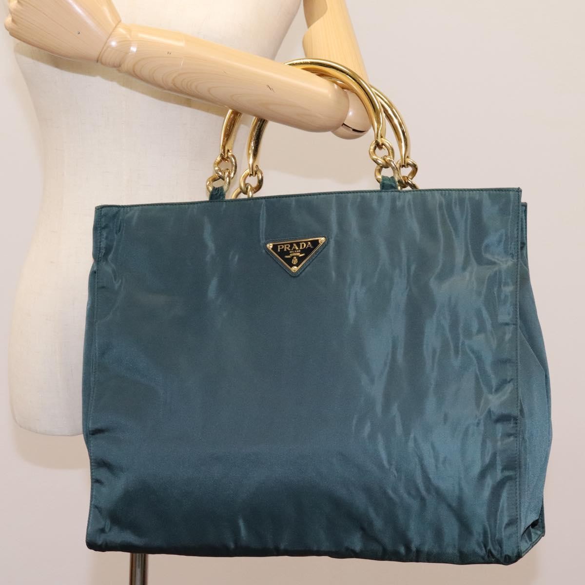Prada Metal Handles Tote Tessuto, KHAKI, NYLON, Tote bag