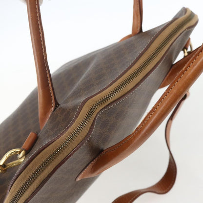 Celine Vintage Macadam Handbag Canvas and Leather, BROWN, CANVAS, Handbag