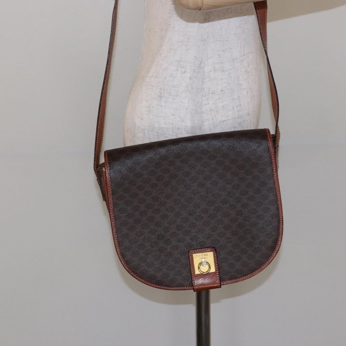 Celine Macadam Shoulder Bag PVC Leather, BROWN, CANVAS, Shoulder bag