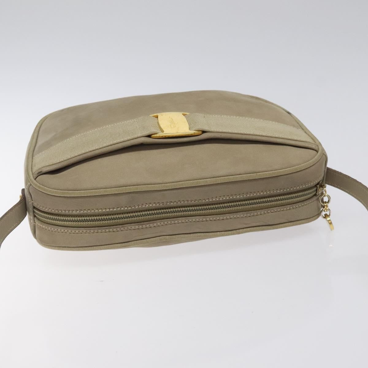 Salvatore Ferragamo Vala Shoulder Bag Suede, BEIGE, SUEDE, Shoulder bag