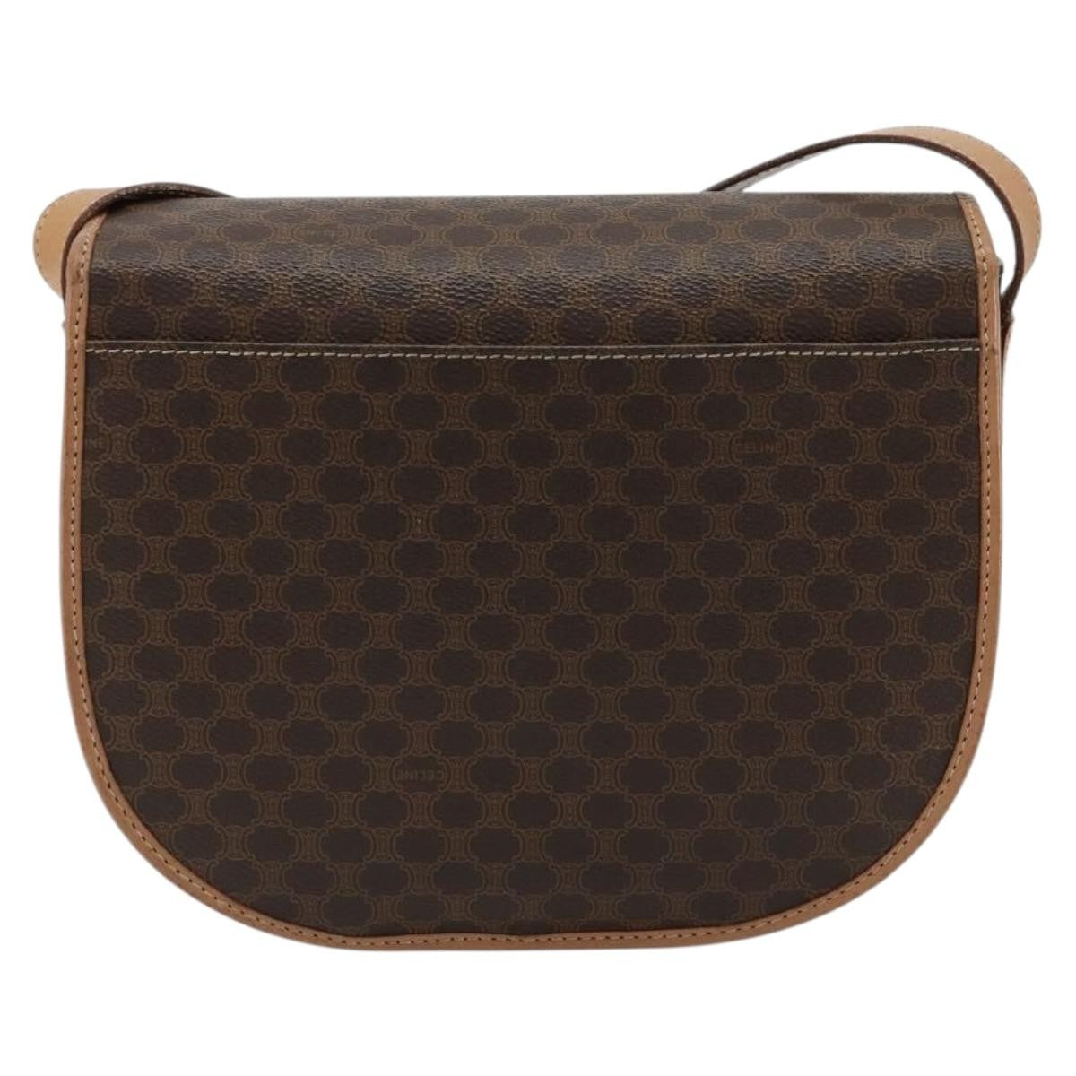 Celine Macadam Shoulder Bag PVC Leather, Brown, Canvas, Shoulder Bag