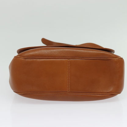 Celine Vintage Circle Logo Crossbody Bag Leather, BROWN, LEATHER, Crossbody bag