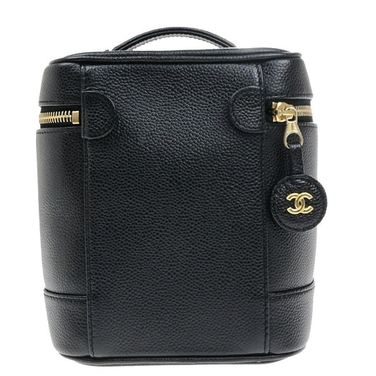Chanel Vintage Timeless Cosmetic Case Caviar, Black, Calfskin, Handbag