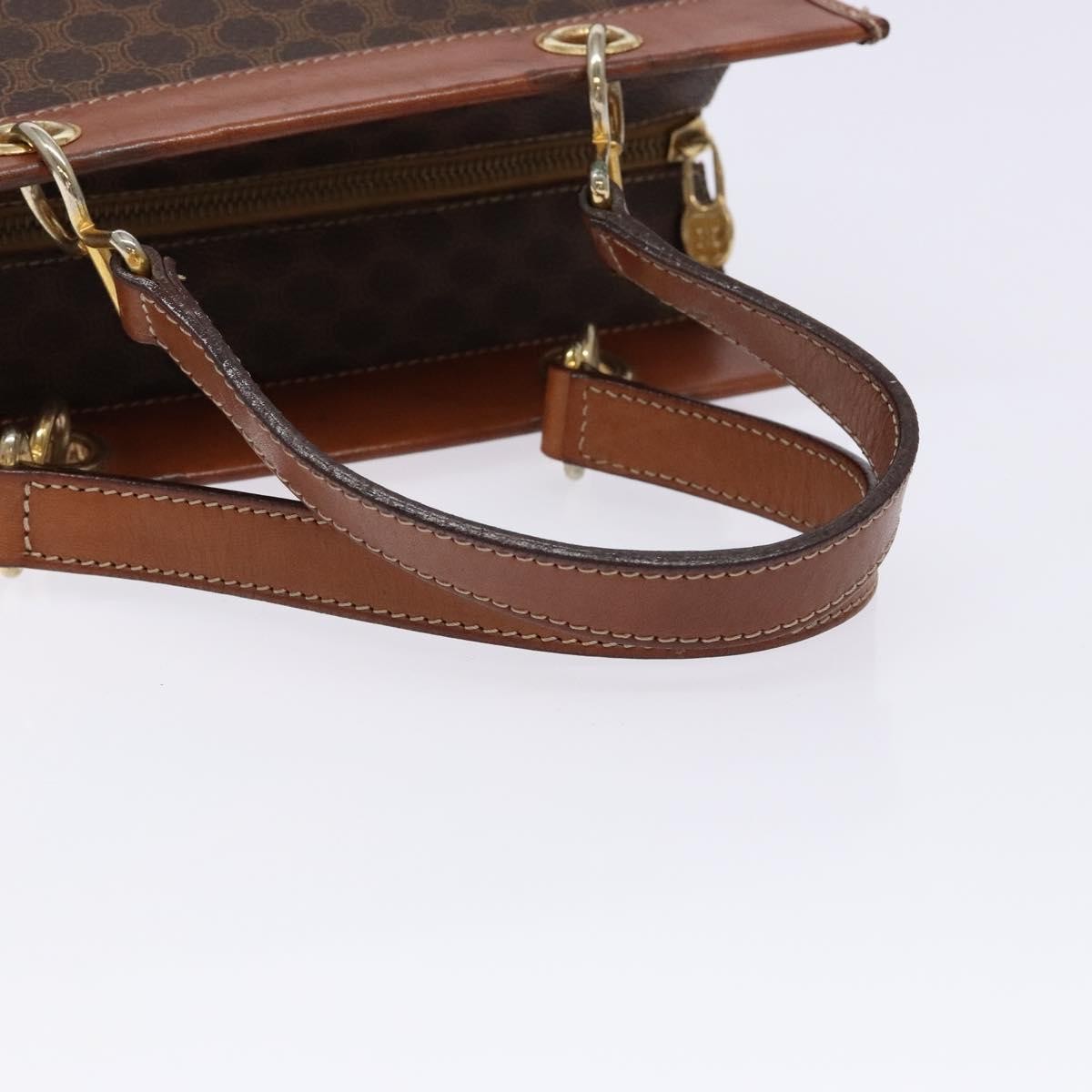 Celine Macadam Handbag Macadam with leather, BROWN, CANVAS, Handbag