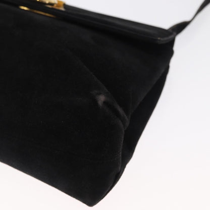 Salvatore Ferragamo Gancini Shoulder Bag Suede, BLACK, SUEDE, Shoulder bag