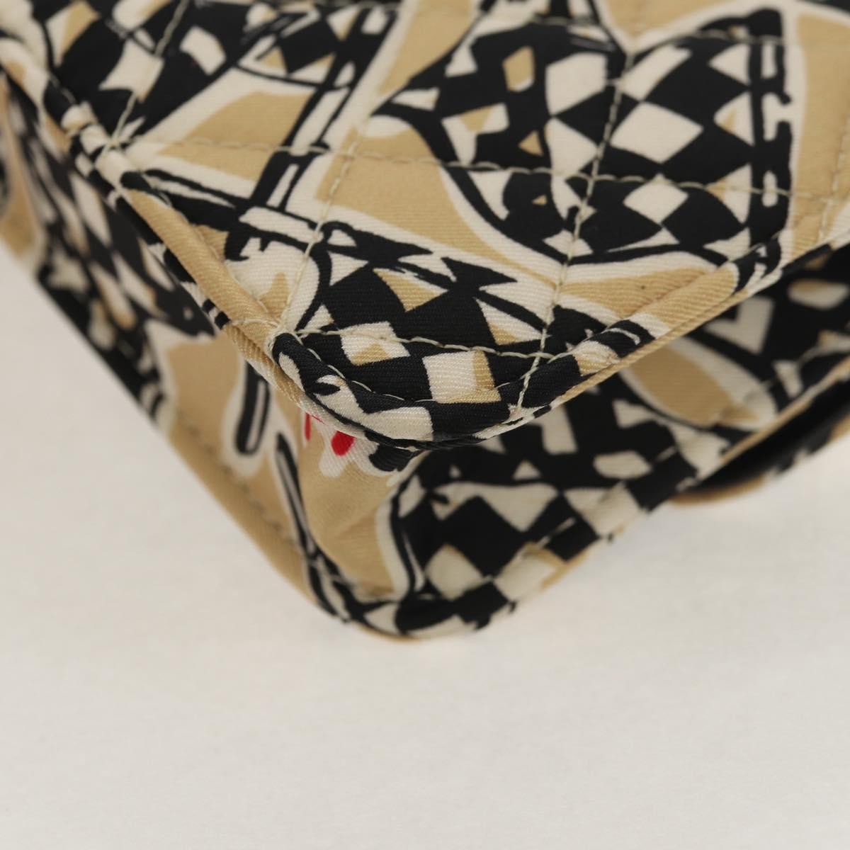 Chanel Flap Card Holder on Chain Quilted Printed Canvas, Beige, Satin, Clutch