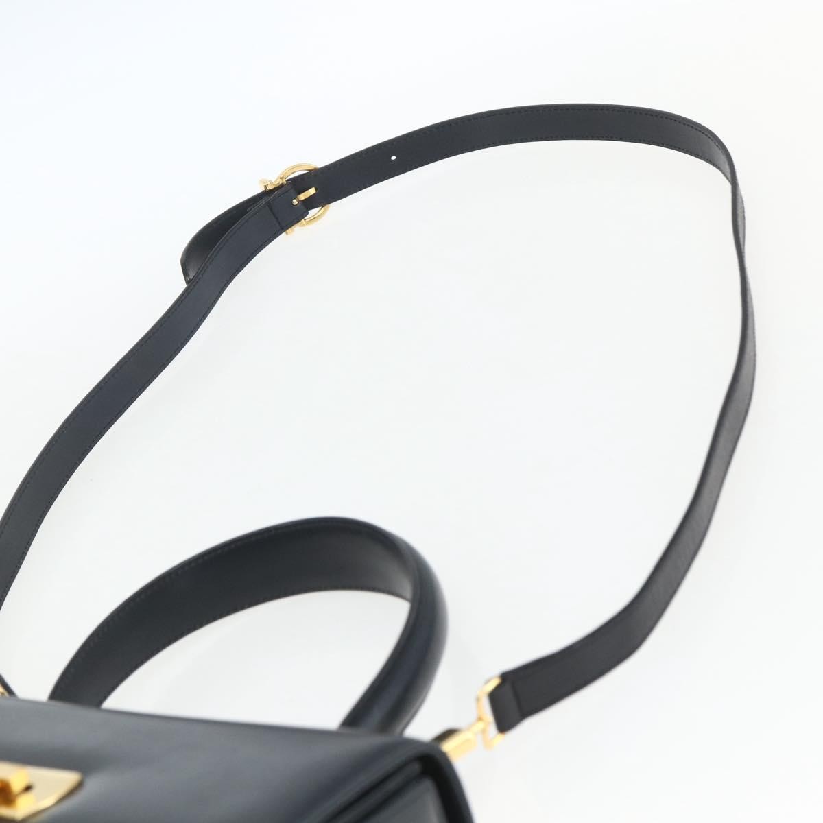 Salvatore Ferragamo Gancini Convertible Top Handle Bag Leather, NAVY, LEATHER, Handbag