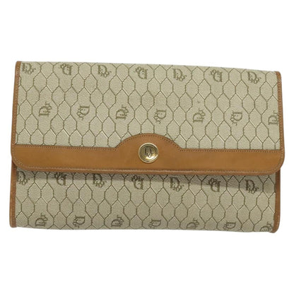 Christian Dior Vintage Honeycomb chain Canvas, BEIGE, CANVAS, Handbag