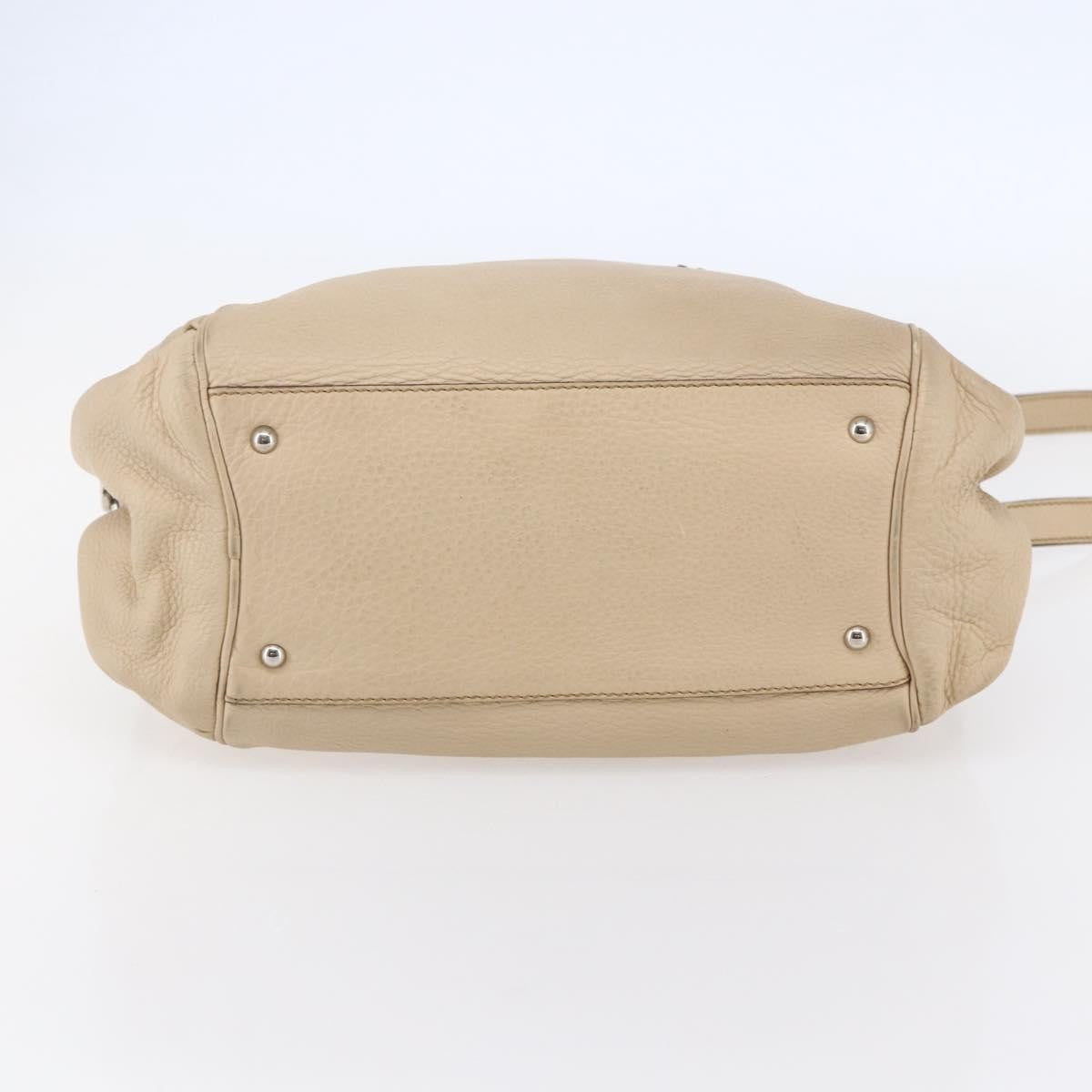 Salvatore Ferragamo Gancini handbag Leather, BEIGE, LEATHER, Shoulder bag