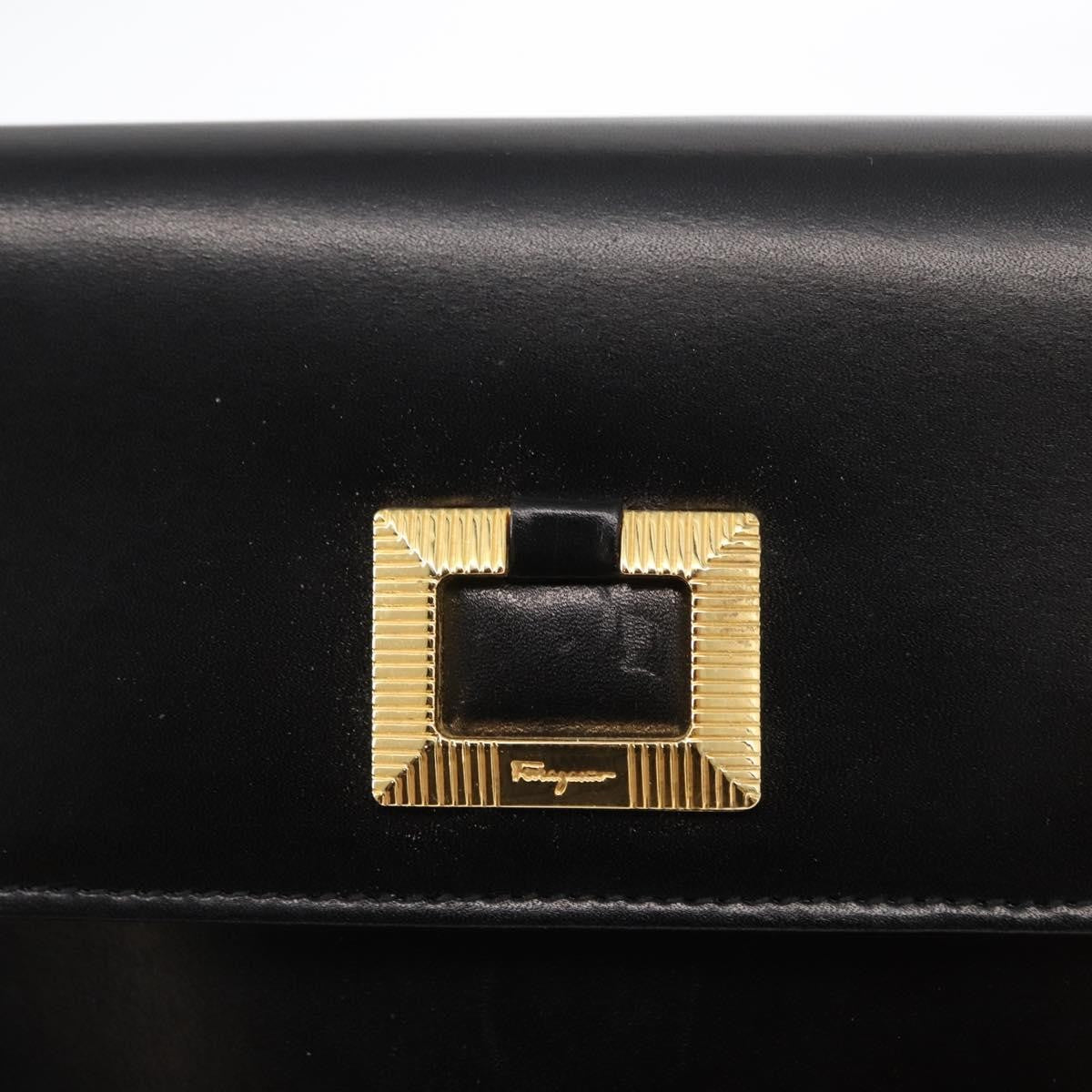 Salvatore Ferragamo Gancini Shoulder Bag Leather, BLACK, LEATHER, Shoulder bag