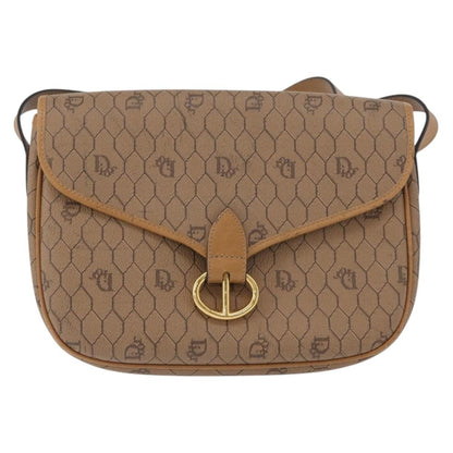 Christian Dior Vintage Honeycomb Shoulder Bag Canvas and Leather, BEIGE, CANVAS, Shoulder bag