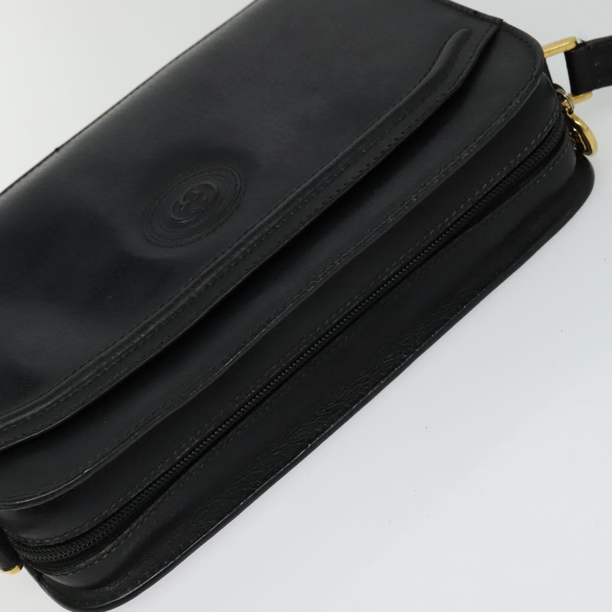 Gucci Vintage double G logo shoulder bag Leather, BLACK, LEATHER, Shoulder bag