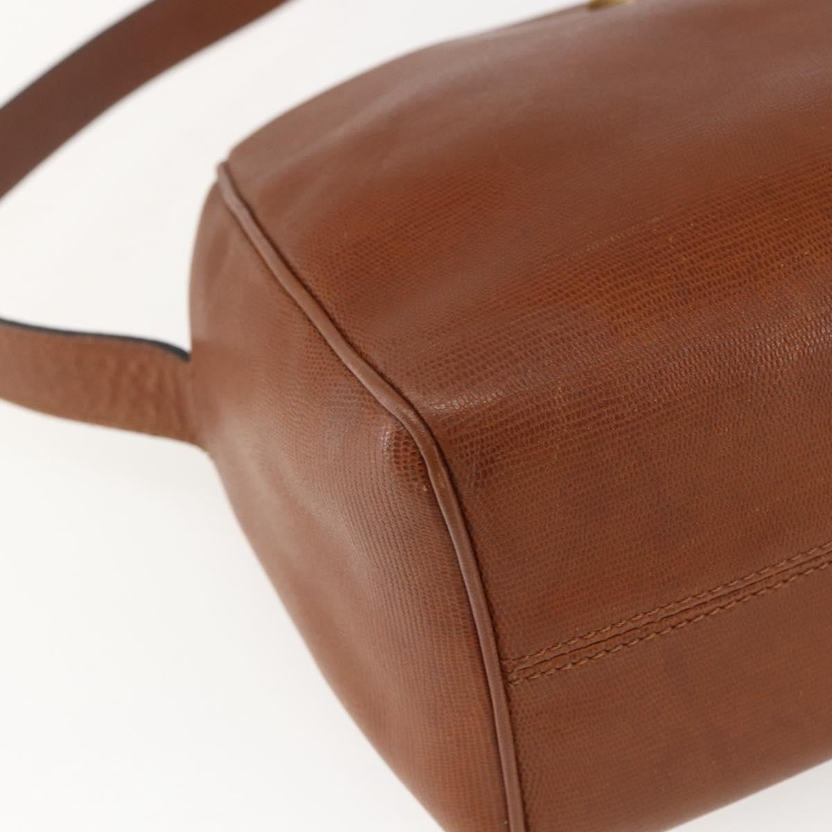 Celine Circle Logo Shoulder Bag Leather, BROWN, LEATHER, Shoulder bag