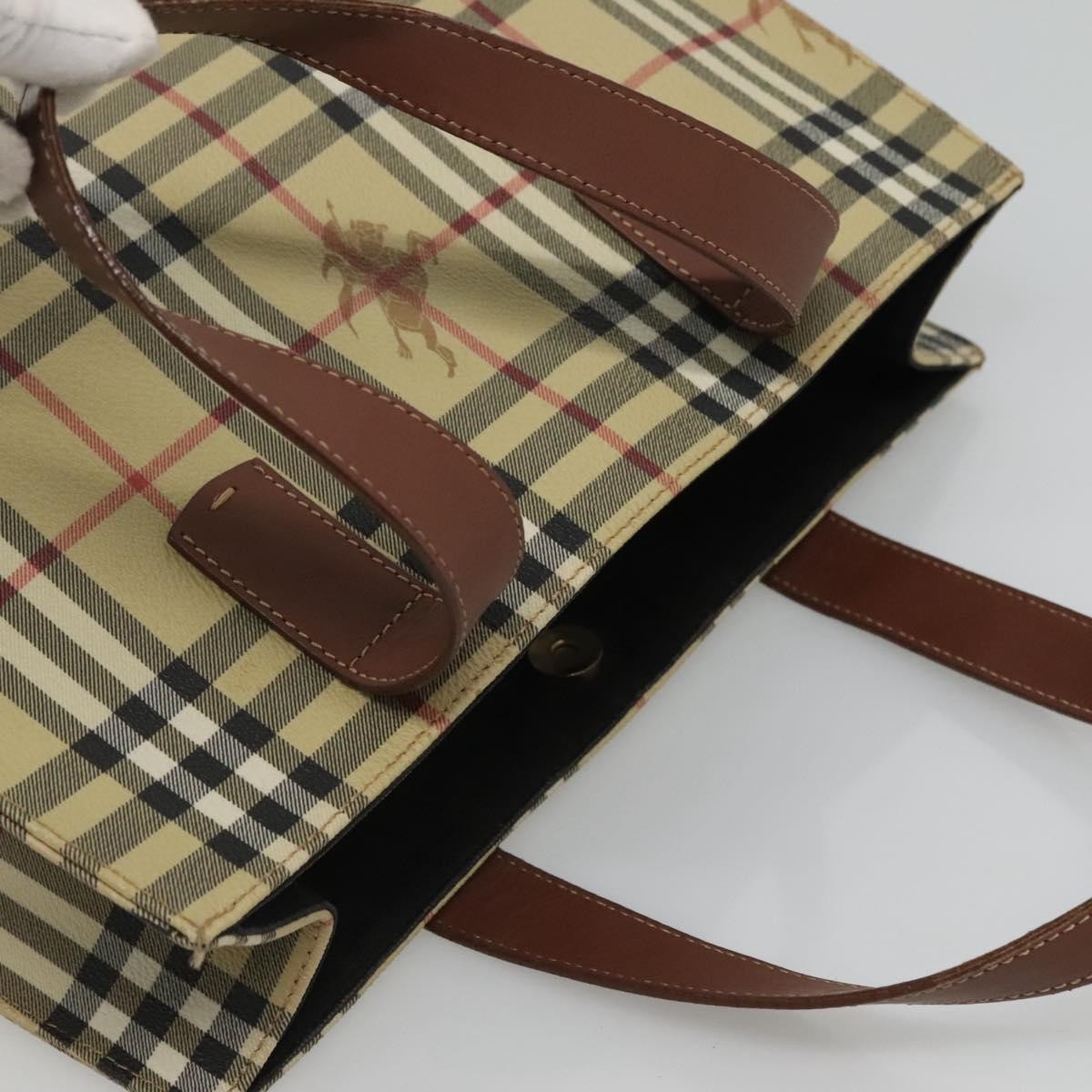 Burberry Top Handle Tote Haymarket Coated Canvas, BEIGE, PVC, Tote bag