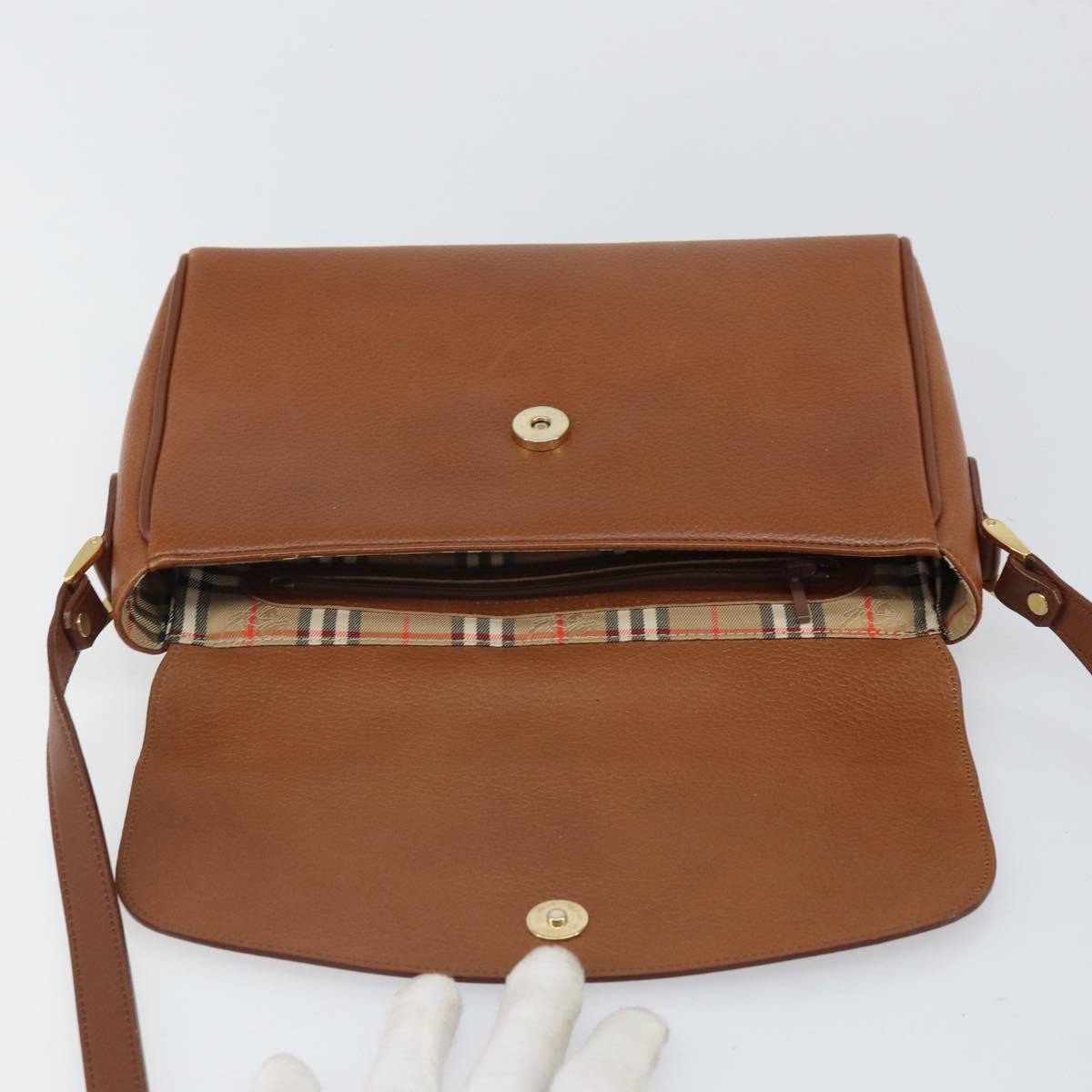 Burberry Vintage Shoulder Bag Leather, BROWN, LEATHER, Shoulder bag