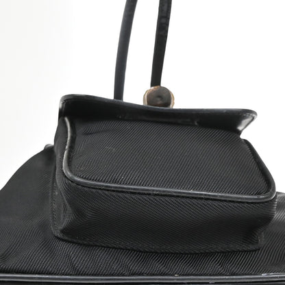 Gucci Vintage Bamboo Backpack Nylon and Patent Leather, BLACK, NYLON, Backpack