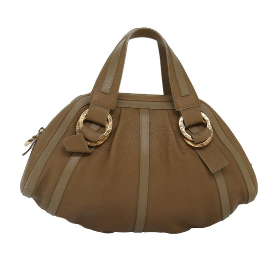 Bvlgari Doppio Handbag Leather, BROWN, LEATHER, Handbag