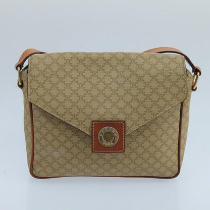 Celine Macadam Shoulder Bag Canvas, BEIGE, CANVAS, Shoulder bag