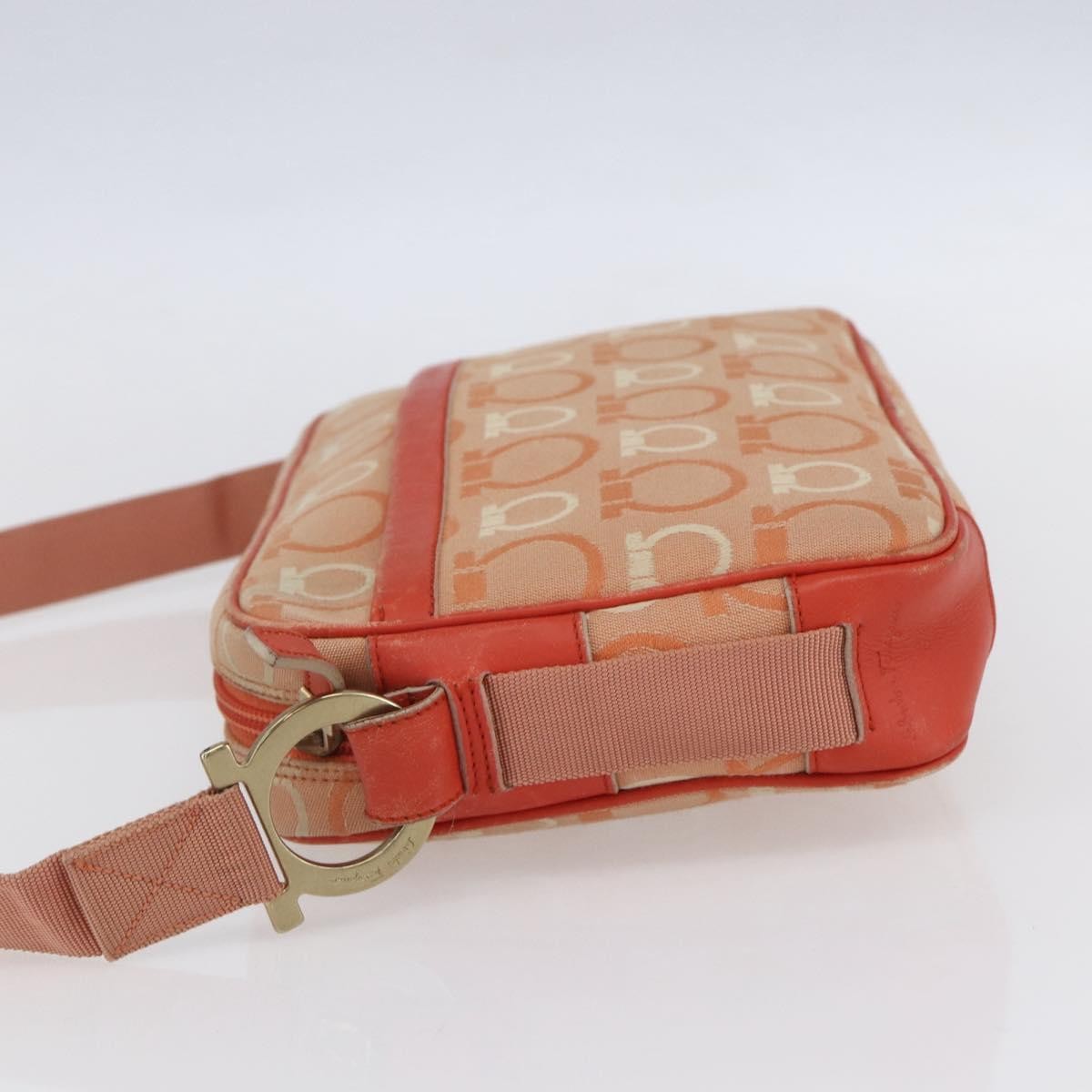 Salvatore Ferragamo Gancini Shoulder Bag Canvas, ORANGE, CANVAS, Shoulder bag