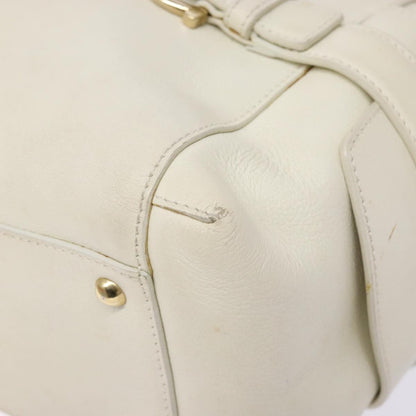 Salvatore Ferragamo Gancini top handle Leather, WHITE, LEATHER, Tote bag